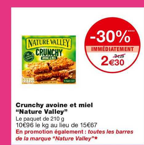 crunchy avoine et miel nature valley