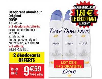 Déodorant Atomiseur Original Dove 2 Déodorant Offerts