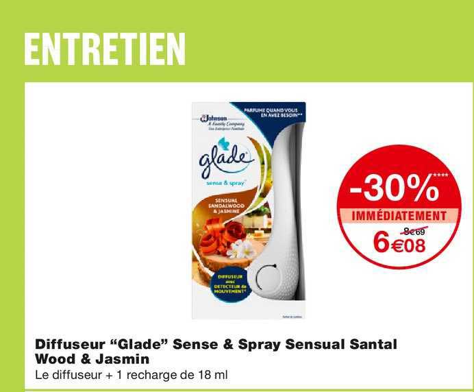 diffuseur glade sense & spray sensual santal wood & jasmin