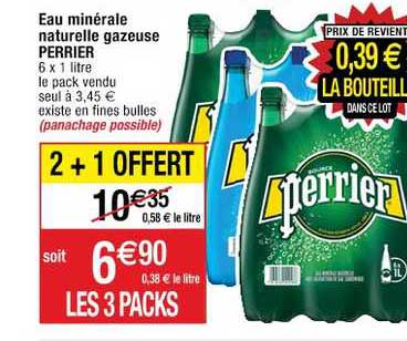 Eau Minérale Naturelle Gazeuse Perrier 2+1 Offert
