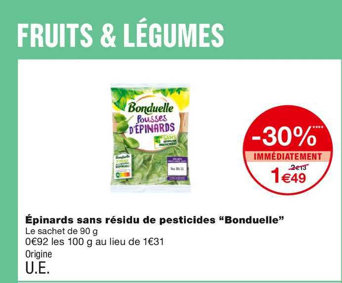 épinards sans résidu de pesticides bonduelle