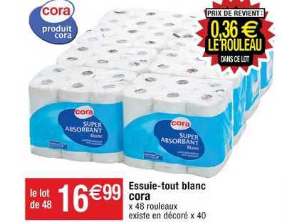 essuie tout blanc cora