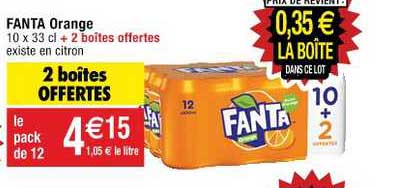 fanta orange 2 boîtes offertes