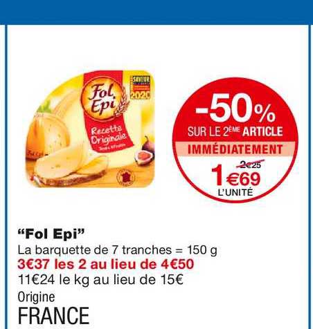 fol epi -50% sur le 2ème article immédiatement