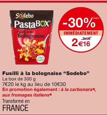 Fusilli à La Bolognaise Sodebo