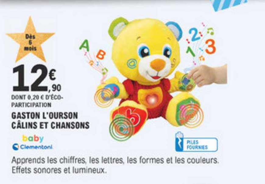 gaston l'ourson câlins et chansons baby clementoni