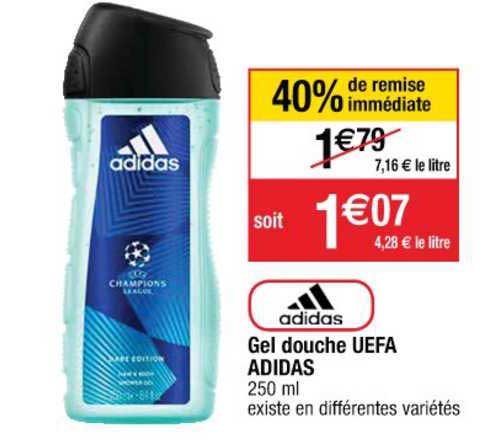 gel douche uefa adidas 40% de remise immédiate