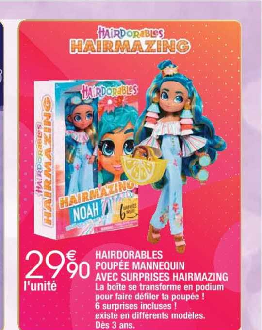 hairdorables poupée mannequin avec surprises hairmazing