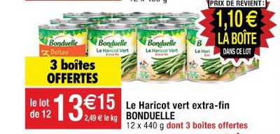 haricot vert extra fin bonduelle 3 boîtes offertes