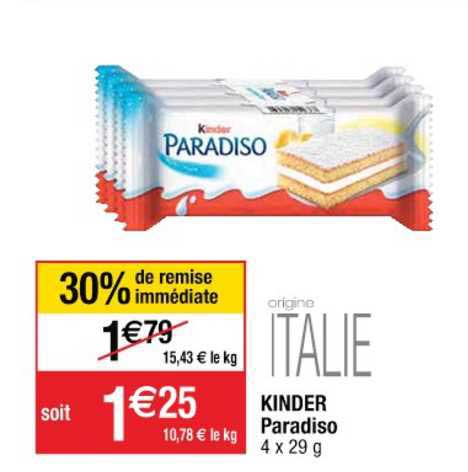 kinder paradiso 30% de remise immédiate