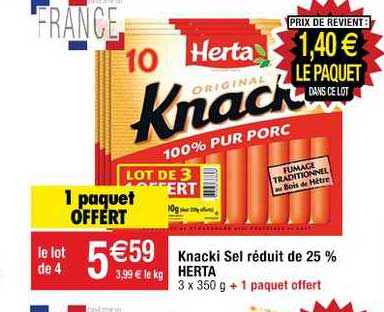 knacki sel réduit de 25% herta 1 paquet offert