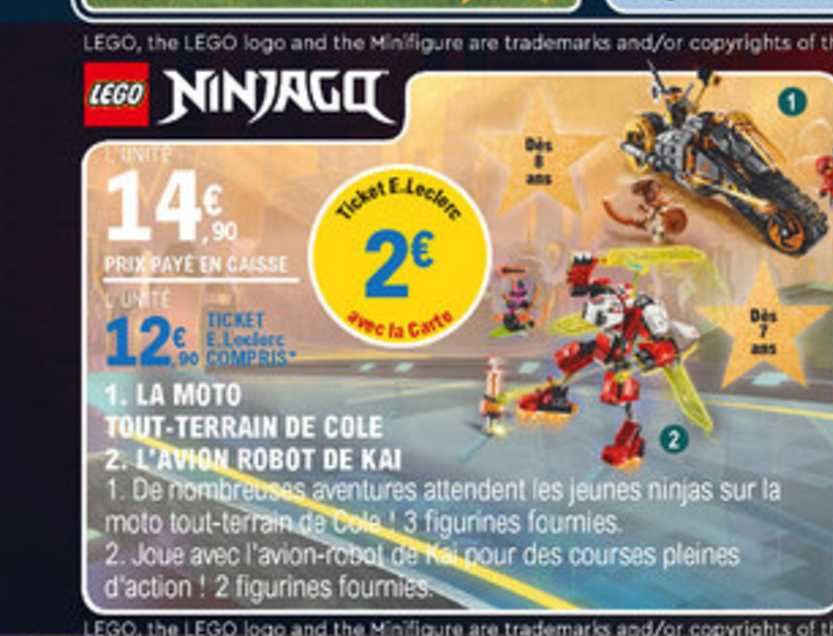 la moto tout terrain de cole l'avion robot de kai lego ninjago