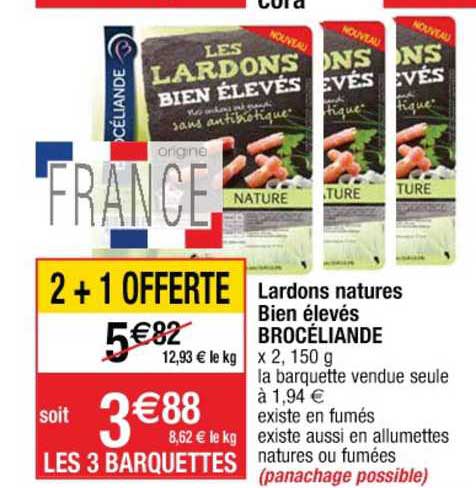lardons natures bien élevés brocéliande 2+1 offerte