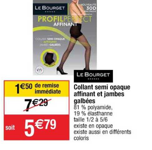 le bourget collant semi opaque affinant et jambes galbées