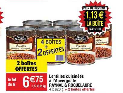 lentilles cuisinées à l'auvergnate raynal&roquelaure