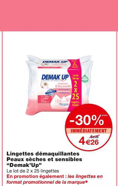 lingettes démaquillantes peaux sèches et sensible demak'up