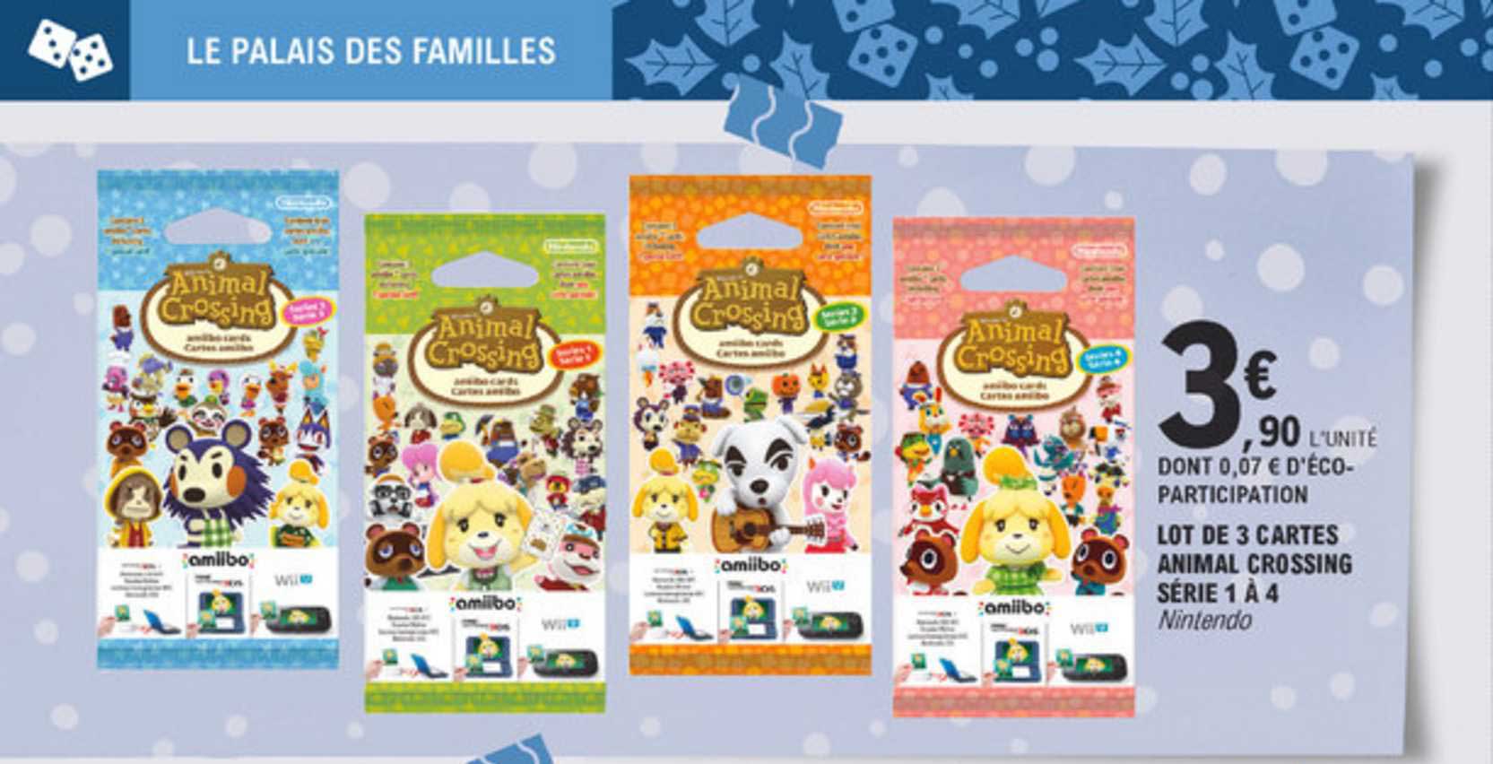 lot de 3 cartes animal crossing série 1 à 4 nintendo