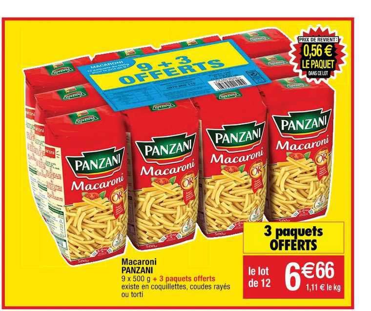 macaroni panzani 3 paquets offerts