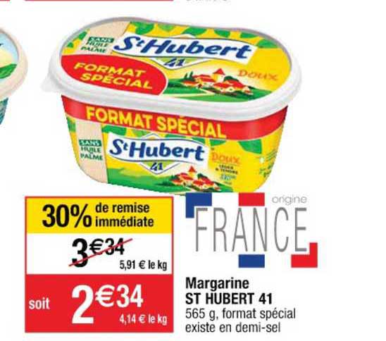margarine st hubert 41 30% de remise immédiate