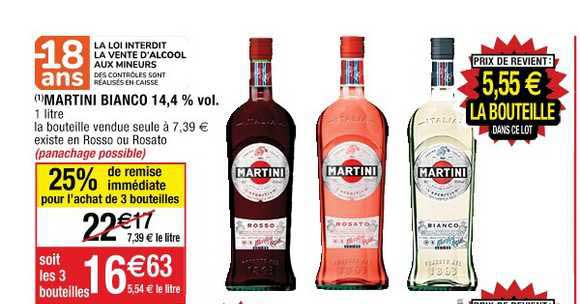 martini bianco 14.4 % vol. 25% de remise immédiate pour l'achat de 3 bouteilles