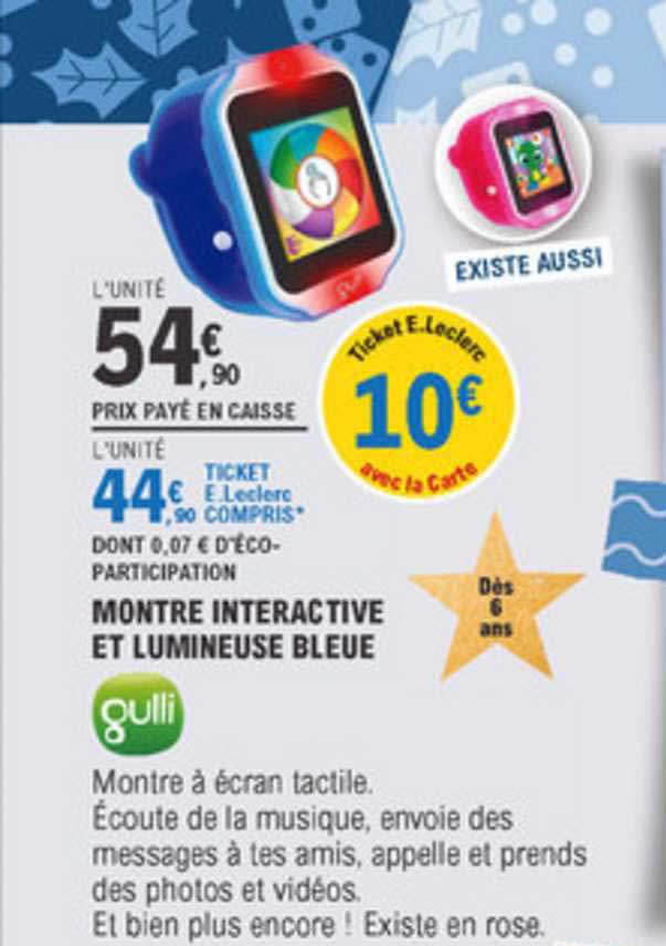 montre interactive et lumineuse blueue