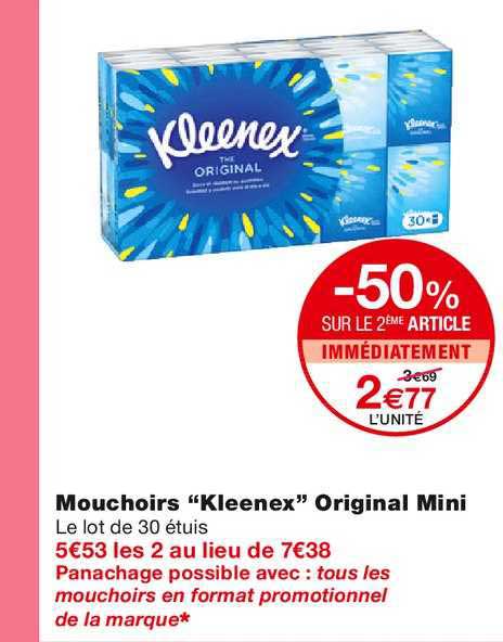 Mouchoirs Kleenex Original Mini -50% Sur Le 2ème Article Immédiatement