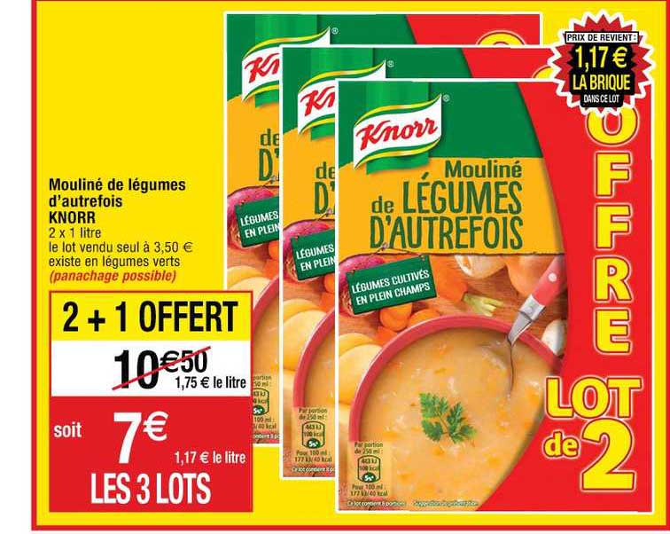 mouliné de légumes d'autrefois knorr 2+1 offert