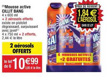 Mousse Active Cillit Bang 2 Aérosols Offerts