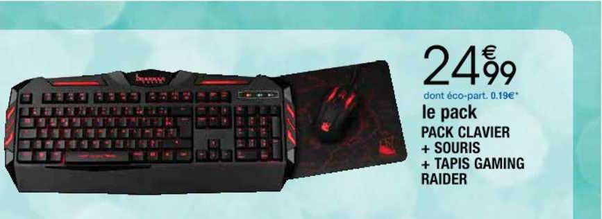 pack clavier + souris + tapis gaming raider