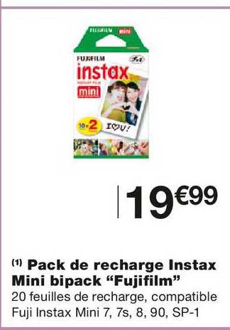 pack de recharge instax mini bipack fujifilm