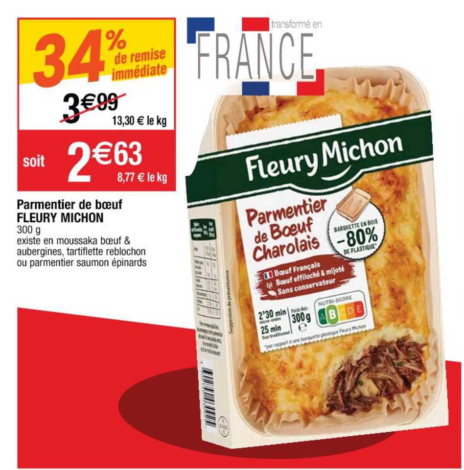 parmentier de bœuf fleury michon 34% de remise immédiate