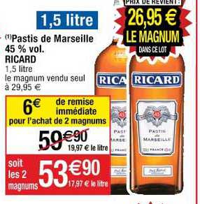 Pastis De Marseille 45 %  Vol. Ricard