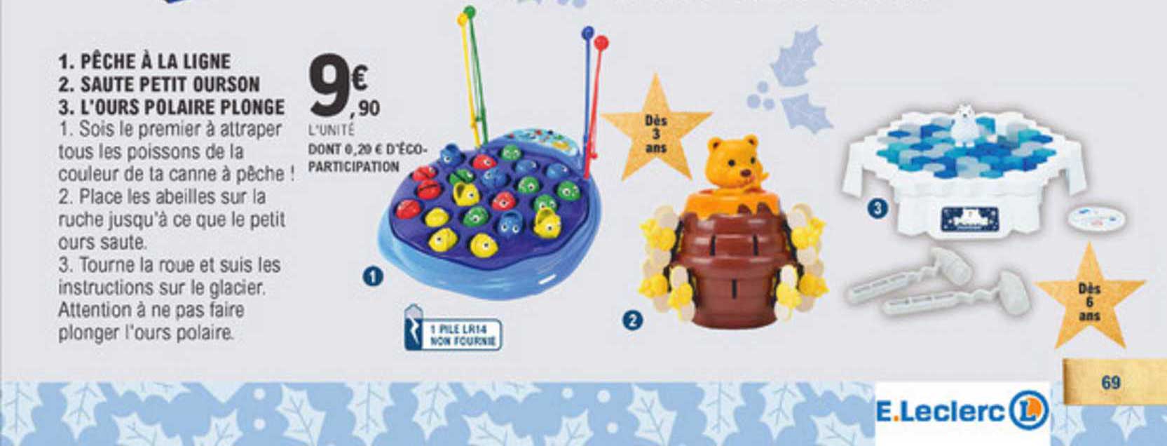 pêche à la ligne saute petit ourson l'ours polaire plonge