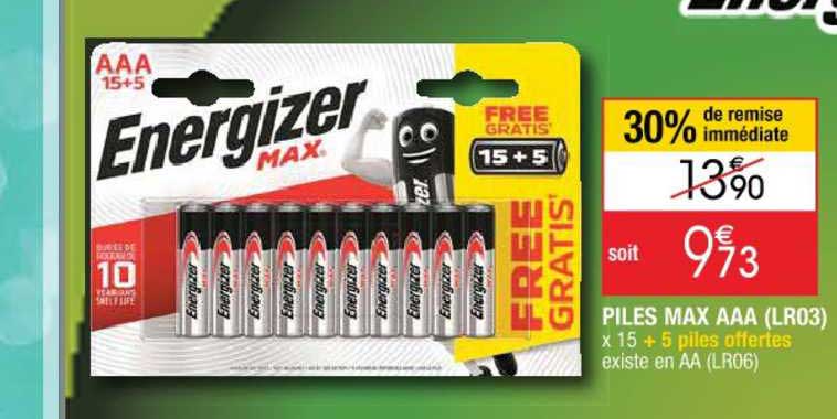 piles max aaa (lr03) + 5 piles offertes