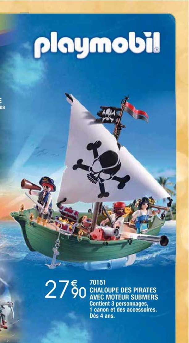 playmobil 70151 chaloupe des pirates avec moteur submers