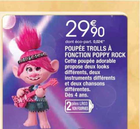 poupée trolls à fonction poppy rock