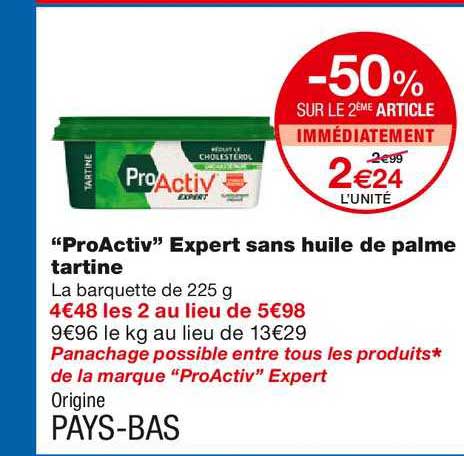 proactiv expert sans huile de palme tartine -50% sur le 2ème article immédiatement
