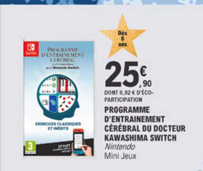 programme d'entrainement cérébral du docteur kawashima switch nintendo