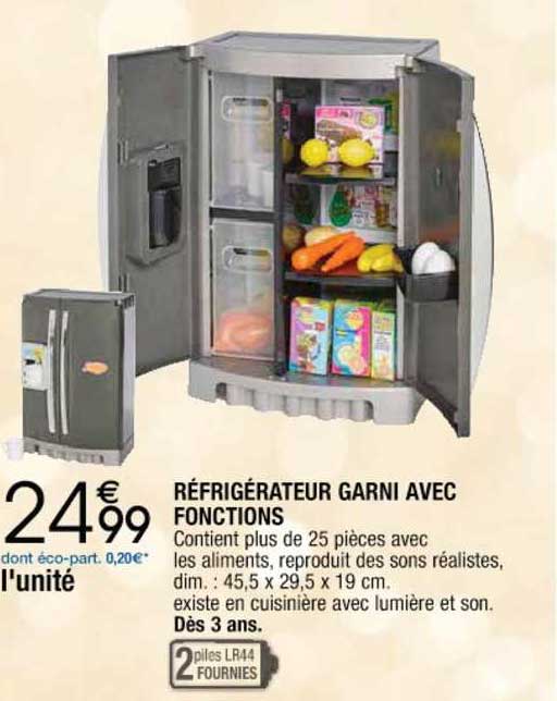 réfrigérateur garni avec fonctions