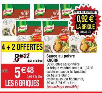 sauce au poivre knorr 4+2 offertes