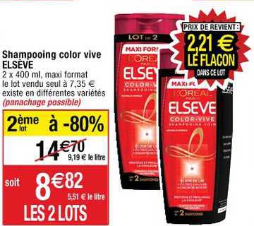Shampooing Color Vive Elsève 2ème Lot à -80%