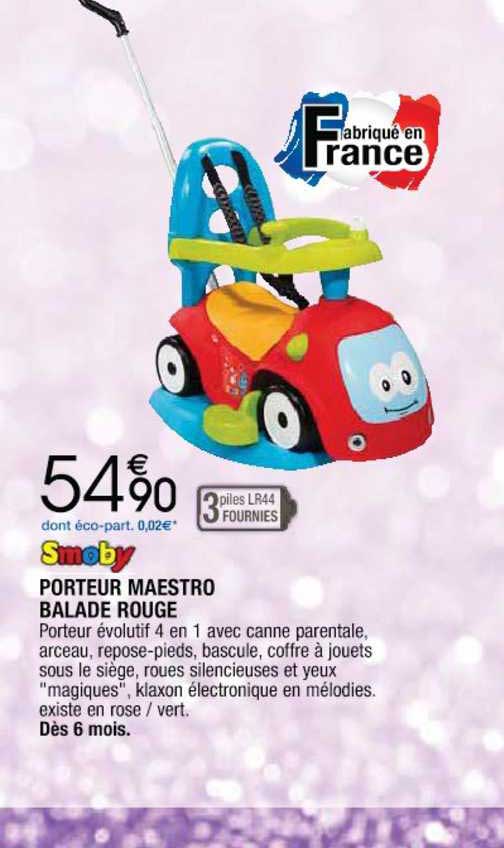 smoby porteur maestro balade rouge