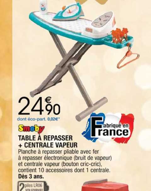 Smoby Table à Repasser + Centrale Vapeur