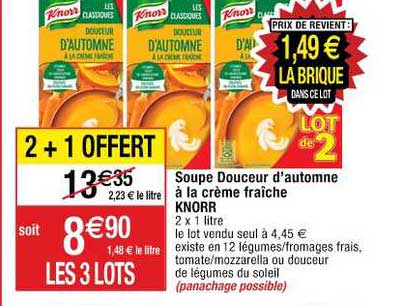 soupe douceur d'automne à la crème fraîche knorr 2+1 offert