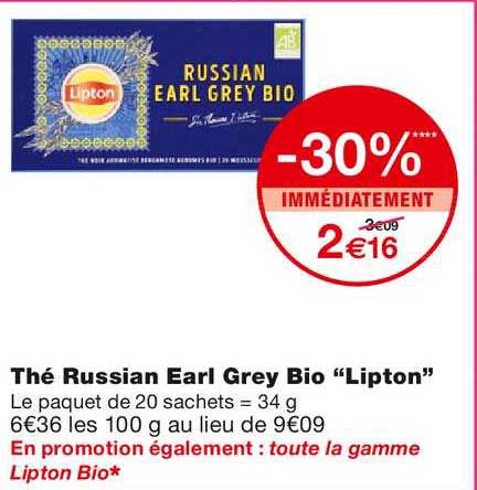 thé russian earl grey bio lipton
