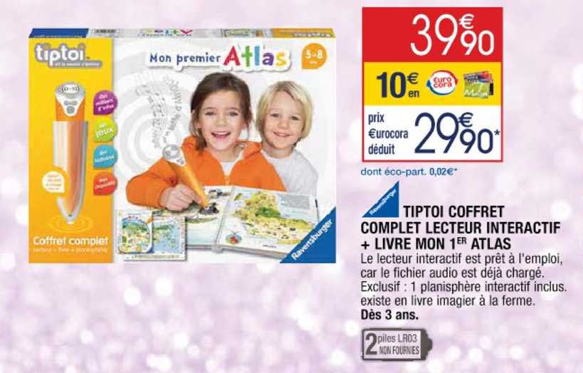 tiptoi coffret complet lecteur interactif + livre mon 1er atlas