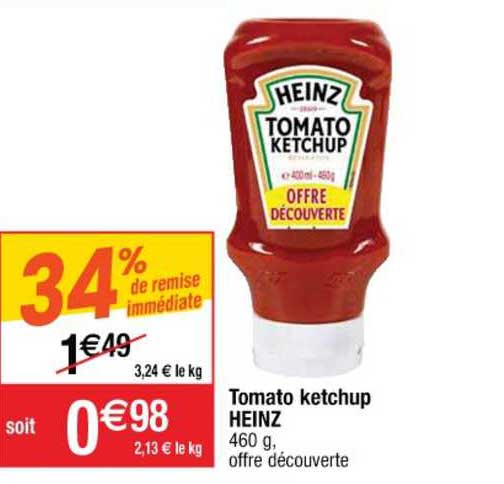 tomato ketchup heinz 34% de remise immédiate