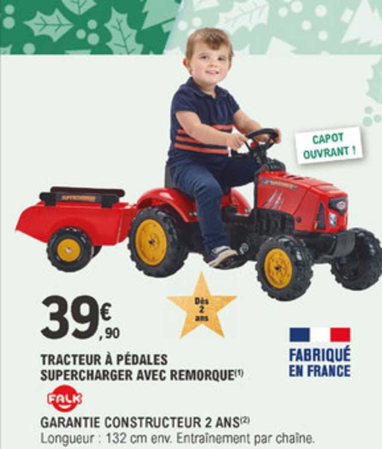 tracteur à pédales supercharger avec remorque falk