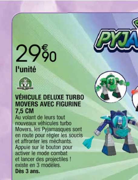 véhicule deluxe turbo movers avec figurine 7.5 cm