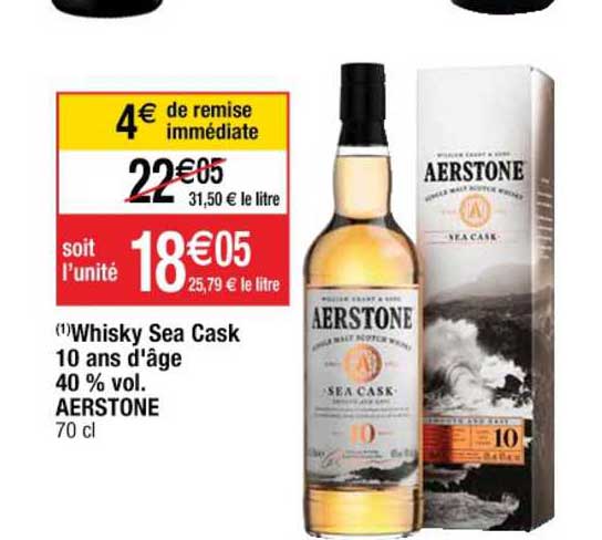 whisky sea cask 10 ans d'âge 40 % vol. aerstone